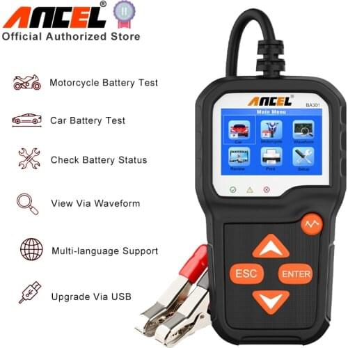 ANCEL BA301 Car 6V/12V Battery Tester Analyzer 100 to 2000CCA Quick Cranking Charging Car Battery Test Diagnostic Tools PK KW600