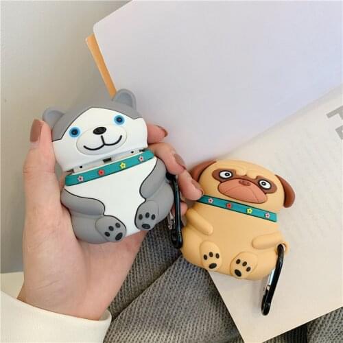 For AirPods Pro 3D Cute Cartoon Pug Puppy Shar Pei Husky Dog EarPods Case for Airpods 1 2 3 Wireless Earphone Cover Shell