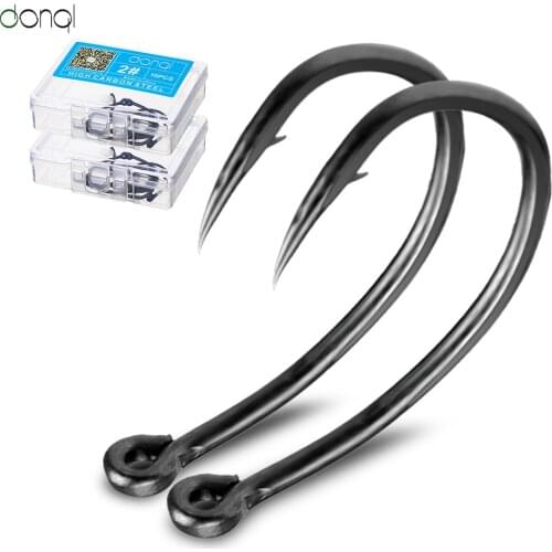 DONQL 10/20pcs Single Barbed Fishing Hooks Jig Hole High Carbon Chmical Sharpen Circle Singe Hook FishHook Tackle Accessories