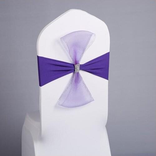 Hot sale 100pcs spandex organza chair sash Chair Cover Band For Wedding Banquet Party Decoration Free Shipping Marious
