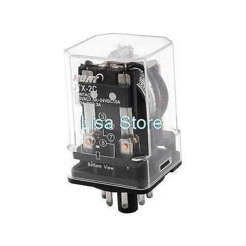 JTX-2C DC 24V Coil DIN Rail General Purpose Power Relay 8 Pins DPDT