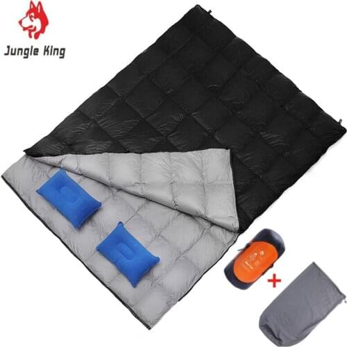 JungleKing CY2020A Newest Double Outdoor Camping Envelope Sleeping Bag Widen Winter Two Stitchable Goose Down Sleeping Bags