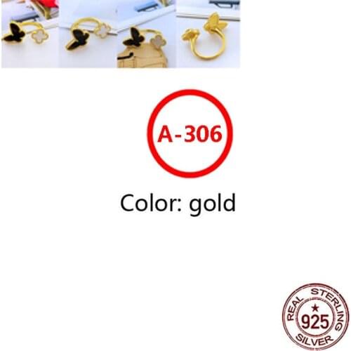 A306 S925 ring personality fashion classic four-leaf clover clover butterfly shape temperament couple ladies jewelry