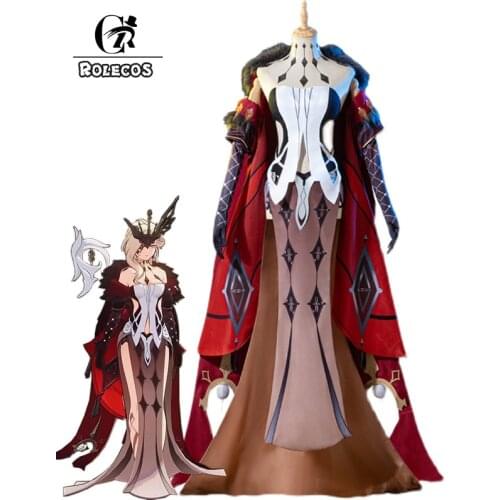 ROLECOS Genshin Impact La Signora Cosplay Costume Game Genshin Impact Cosplay Halloween Sexy Women Full Set Cloak