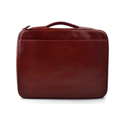 Leather folder document file folder A4 leather zipped folder bag red