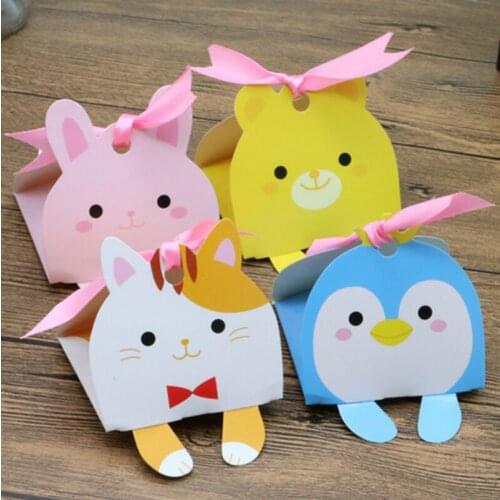 100pcs Creative Cartoon Baby Shower Animal Candy Boxes for Childrens Day Birthday Party Kids Thanks Gift Box Chocolate Box