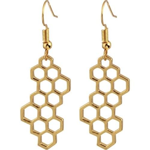 Tiny Honeycomb Dangle Earring For Women Fashion Cute Girl Gold Color Beehive Drop Small Earrings Arete Female Jewelry Party Gift