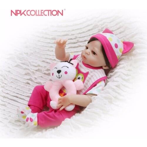 NPK 19inch 46cm Cute Cat Reborn Doll little Full Silicone Bebes Reborn Girl Doll Boneca Fashion Baby Dolls For Girls Xmas Gifts