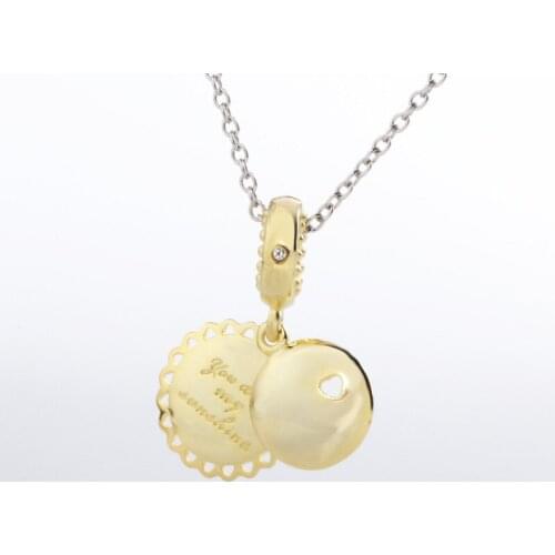 Bewill S925 Sterling Silver Pendant, You Are My Sunshine Gold Pendant, Simple And Versatile Pendant
