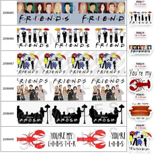 New Friends Tv cartoon 5 Yards 25mm/38mm/50mm/75mm Grosgrain/Satin Ribbon Printed For Hair Bows DIY Accessories 200848 2008490