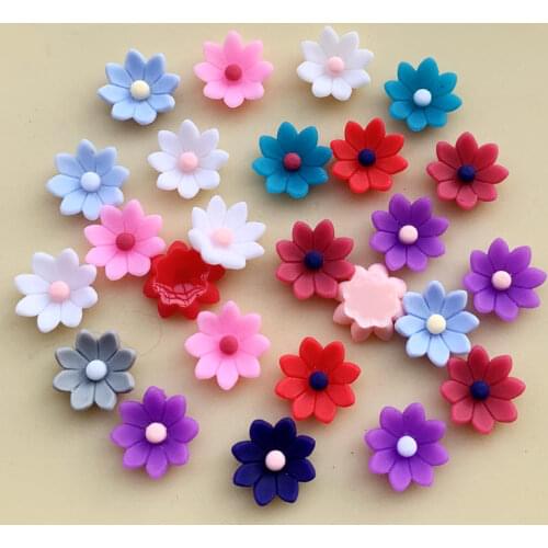 Hot 40pcs Mixed color flowers Design Resin Flat back buttons Children Accessories DIY Craft jewelry Wedding buttons 12mm-Z70A