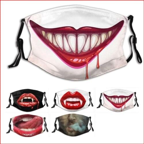 Personality Funny Face expression Mouth Mask Reusable Washable Cotton dustproof Protective Mask Halloween gift Cosplay Accessory