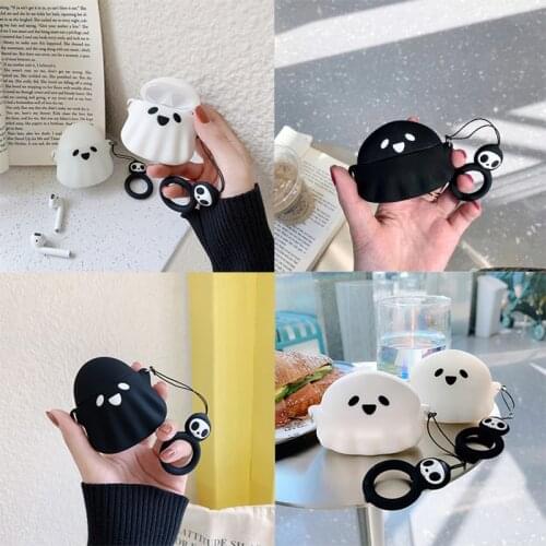 Cute 3D Ghost Wireless Bluetooth Headset Case For Apple Airpods 1 2 3 Pro Earphone Silicone Cover Skull Pattern Finger Ring