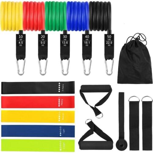 150LB Latex Resistance Bands Set 48'' Rubber Elastic Fitness Bands Yoga Tubes Pull Rope For Training Exercise With Bag