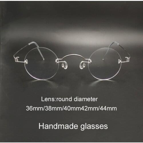 Retro small round frame screwless glasses prescription reading glasses for men and women frameless round myopia optical glasses