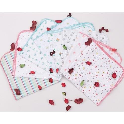 Baby newborn blanket 100% cotton kid towel all over print random colors four seasons baby wear blanketcm 45*45CM