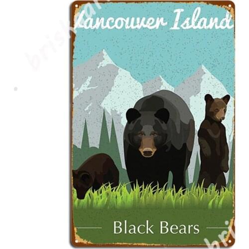 Vancouver Island Black Bear Illustration Metal Signs Wall Decor Design Kitchen Wall pub Tin sign Posters