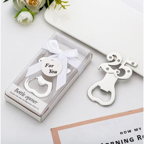 50PCS/LOT kids birthday party favor bottle opener with gift box Age12 15 16 18 25 adult birthday party gift souvenirs