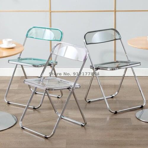 Transparent Chair Ins Plastic Crystal Dining Chair Acrylic Folding Net Red Photo Negotiation Clothing Store Makeup Stool