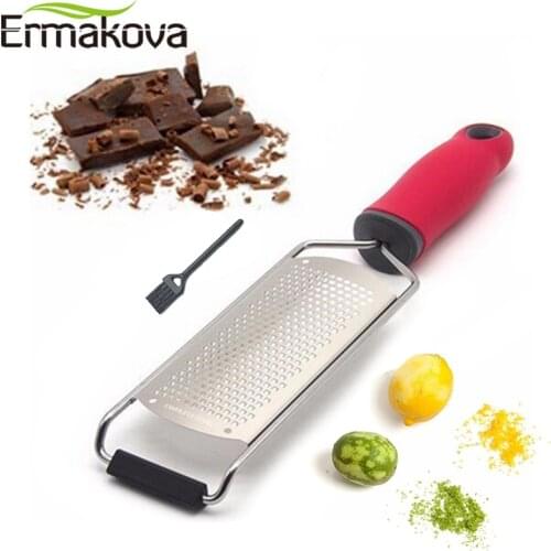 ERMAKOVA Cheese Grater Stainless Steel Citrus Lemon Zester Ginger Potato Garlic Chocolate Slicer Spreader with Plastic Cover