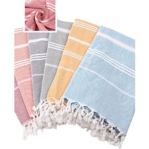 Weave Turkish Cotton Bath Beach Towel Stripes Yarn-Dyed Fouta Blanket for Swimming Bathroom Beach Spa Sport Soft Towels