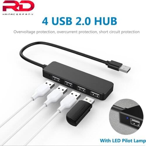 USB Hub 4 Port USB Splitter Hub Adapter Mini USB 2.0 Hi-Speed Adapter For Macbook Pro PC Computer Accessories USB Dock USB Hub