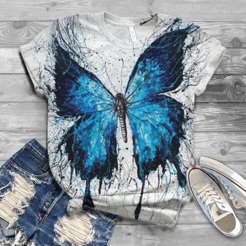 Plus Size Women T Shirt Butterfly Graphic Tees Women Personality 3d Animal Printed Short Sleeve O-neck Tops Tee T-shirt Camiseta