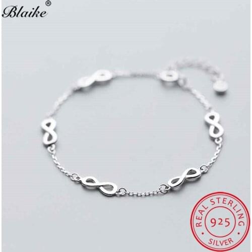 Cute Love Infinity Bracelet Letters 8 Shaped Chains Bangles For Women s925 Sterling Silver Bracelets Wedding Party Fine Jewelry