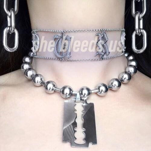 Harajuku Stainless Steel Necklace for Women Jewelry Bead Chain Female Symbol Internet Girl Choker Punk Rock Collares Mujer CL53