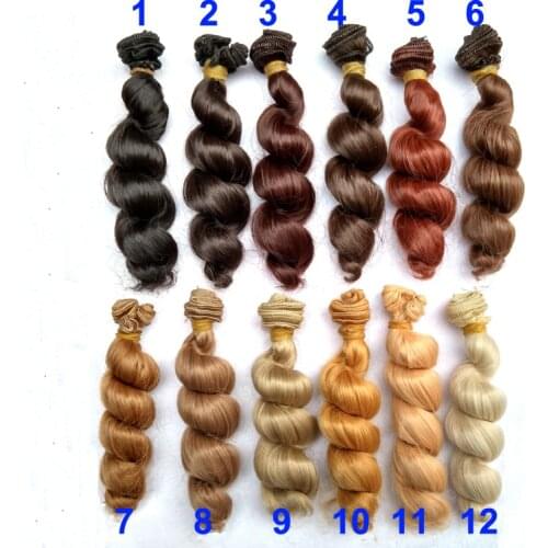 1pcs 15cm length natrual color thick 1/3 /1/4 1/6 bjd curly wigs wave doll hair