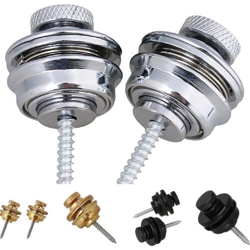 2 x Gold/chrome/black Plating Metal Safety Flat Head Guitar Strap Lock For Electric Guitar bass