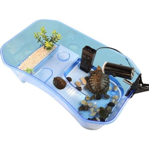 3 Colors Reptile Turtle Tortoise Vivarium Box Aquarium Tank with Basking Ramp
