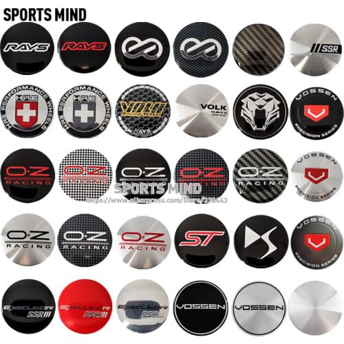 4PCS/LOT 56MM OZ Racing VOLK RAYS HRE ENKEI VOSSEN ST DS SSR TIGER HEAD FIBER CARBON Car Wheel Center Hub Cap Sticker