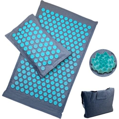Nature Linen Palm Coconut Fiber Acupressure Mat Pillow Bag Set Yoga Pad Sport Body Back Massage Lotus Spike Acupuncture Cushion