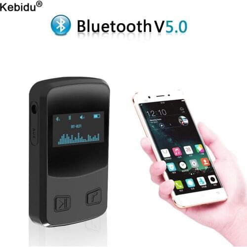 Kebidu Wireless Audio Receiver Adapter Bluetooth V5.0 With OLED Display Music 3D stereo Adapter For Aux Home Stereo PC TV