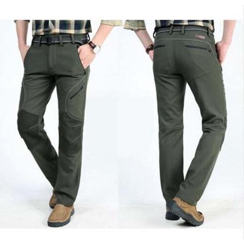 Autumn Winter New WaterProof Pants MAN with plush Thicken Big Size Combat trousers Men casual Warm Long Pants