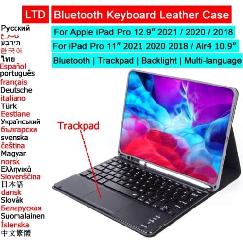 Bluetooth Russian Arabic Thai Keyboard Mouse Case For iPad Pro 12.9 11 2021 2020 2018 10.2 Air 4 3 2 10.9 10.5 2017 9.7 Case
