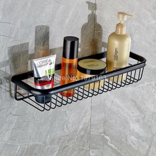 Black Oil Rubbed Brass Wall Mounted Bathroom Accessory Single Tier Soap / Sponge Corner Shower Storage Basket aba064