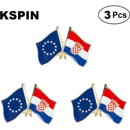 EU & Croatia Frendship Lapel Pin Brooches Pins Flag badge Brooch Badges