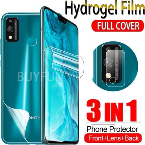 3IN1 Front+Back+Camera Soft Film For Huawei Honor 9x Lite/10x Lite Hydrogel Films Full Cover Water Gel Film Cam Lens Glass HD