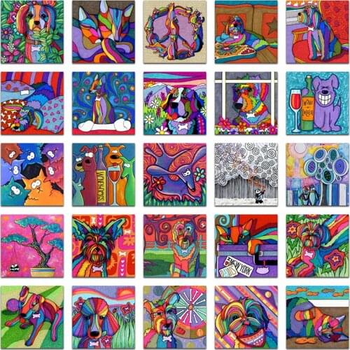 5D Full Square Diamond painting embroidery Cross stitch Cartoon Dog cat teddy bulldog colorful 3D Round Drill Drawing mosaic 532