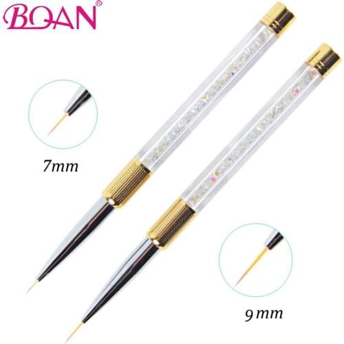 BQAN 1 PCS Crystal Handle 7mm/11mm Drawing Brush Liner Brush Painting Pen Gel Polish Crystal Nail Art Manicure Tools