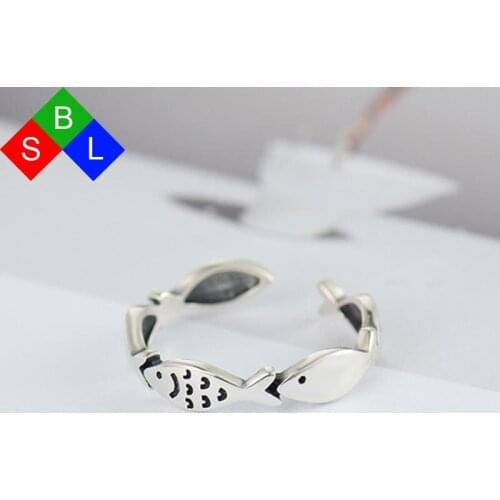 Red Trees Brand Fine Jewelry Fish Shape Adjustable Size Women Silver Rings The Best Birthday Gift