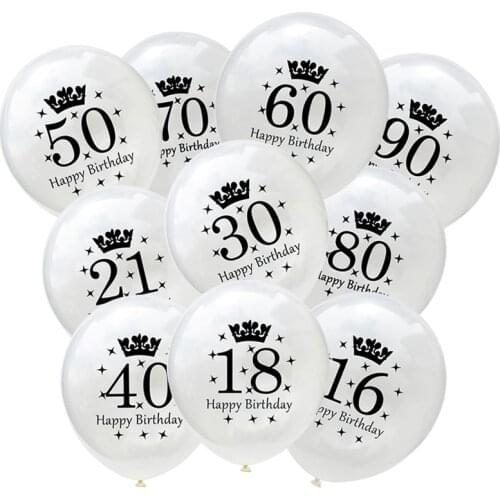 10pcs Happy Birthday 21 30 50 Years Wedding Anniversary 12inch Latex Balloons Adults Aged Birthday Party Decor Supply