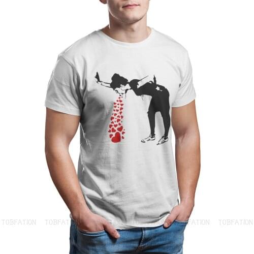 Lovesick Banksy Graffiti Wall Art Tshirt Casual Punk T shirt Tops Homme Pure Cotton Fashion Tees