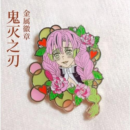 Cosmile Demon Slayer Kimetsu no Yaiba Kochou Shinobu Kanroji Mitsuri metal badge brooch pin limited Wallet key chain Strap Hot
