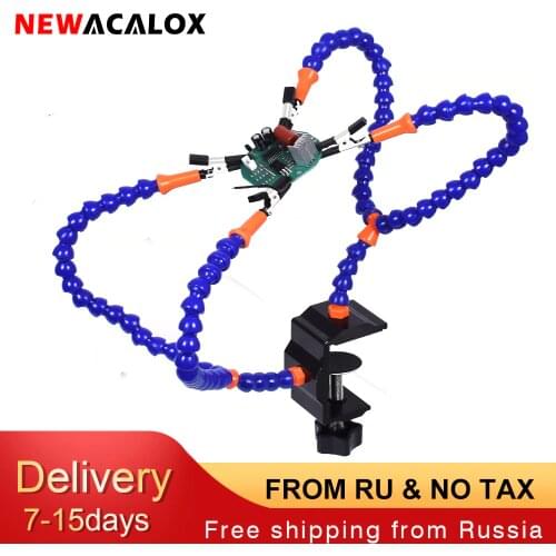 NEWACALOX Third Hand Tool Table Clamp Soldering Helping Hand Flexible Arm Alligator Clip PCB Board Holder Stand Soldering Holder