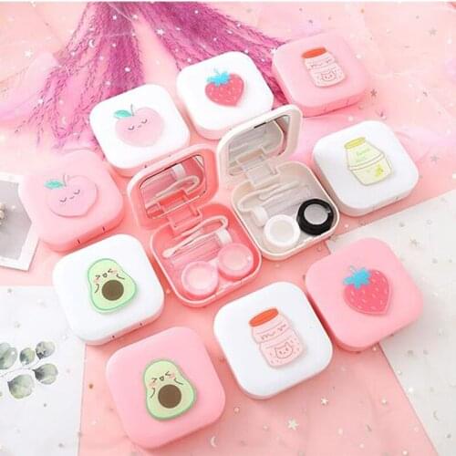 New Color Contact Lenses Case for Eyes Cute Girl Contact Lens Container Travel Kit Mini Square Contact Lens Box with Mirror