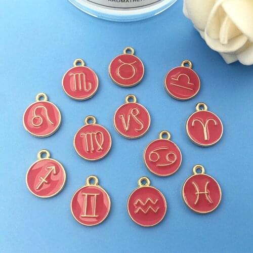 12pcs/Lot 12Constellation Enamel Letter Charms Earring Findings For Diy Necklace Pendants Jewelry Making Keychain Accessories