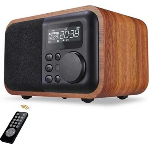 Ireless Wooden Portable big Bluetooth Speaker Subwoofer with FM Radio Alarm Clock Caixa De Som Remote Control Altavoces Speaker